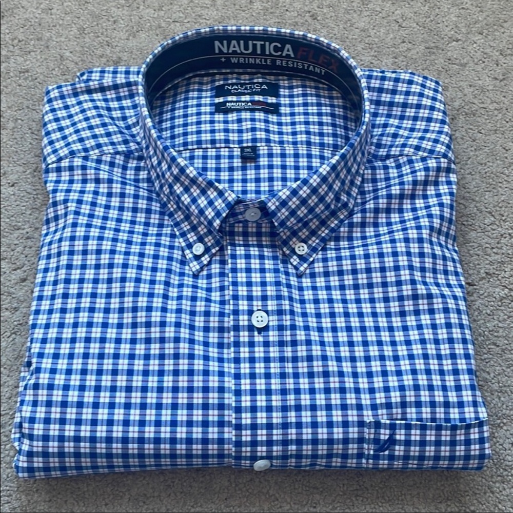 Nautica Big & Tall short-sleeve wrinkle-
resistant button down shirt